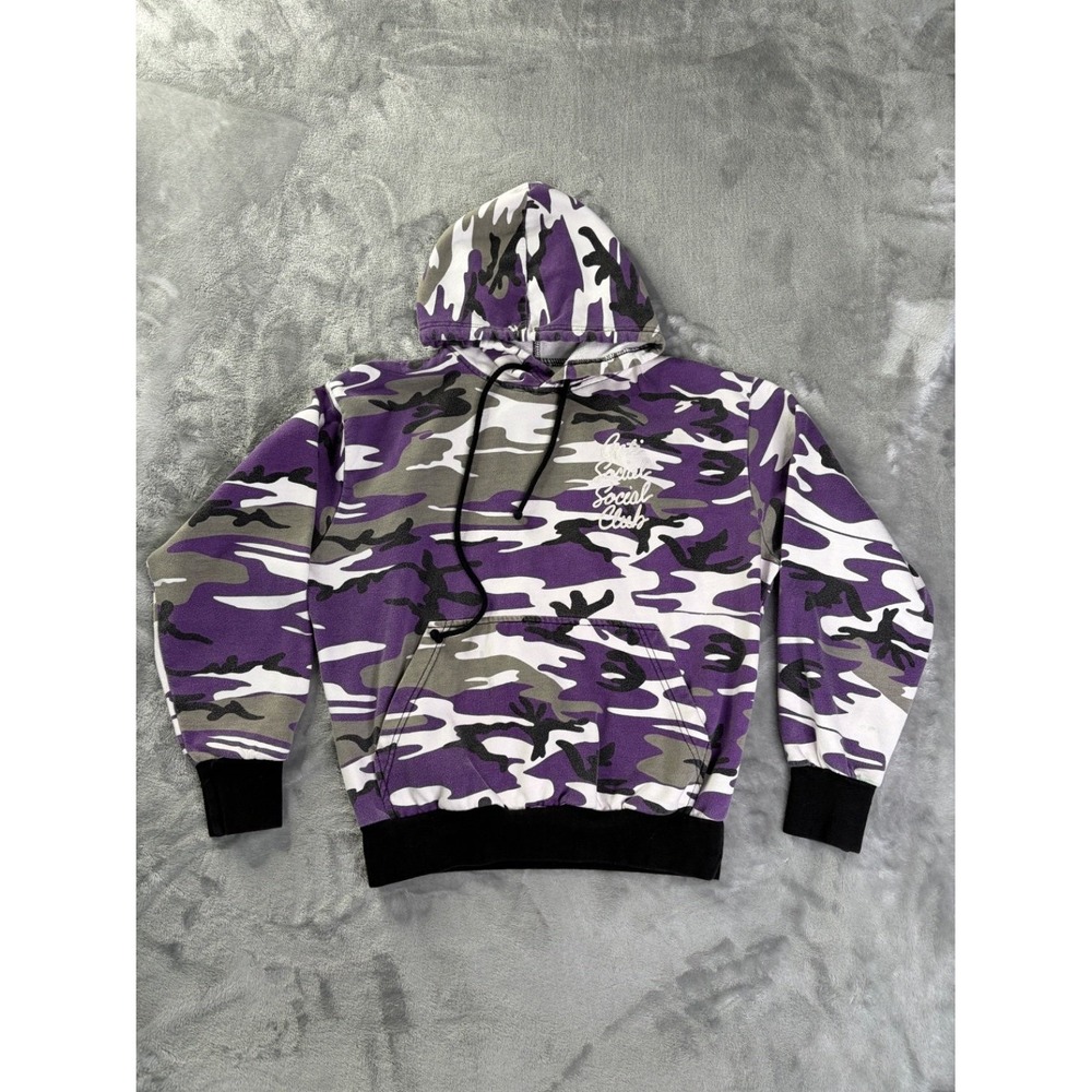 Anti Social Club Assc Camo Pullover Hoodie Mens S Purple Camouflage Hooded